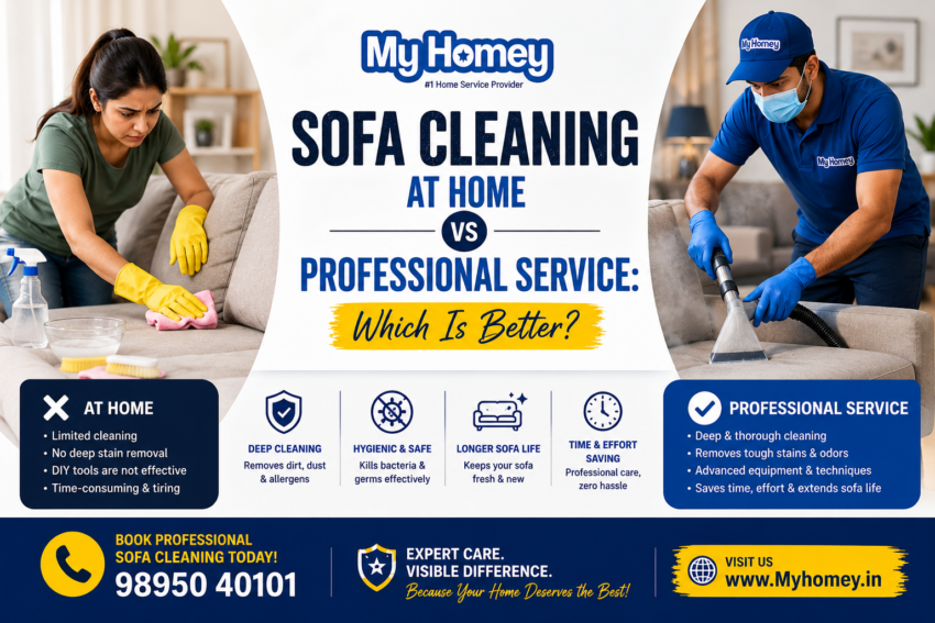 Sofa cleaning at home vs professional sofa cleaning service - My Homey Kochi , Calicut , Trivandrum